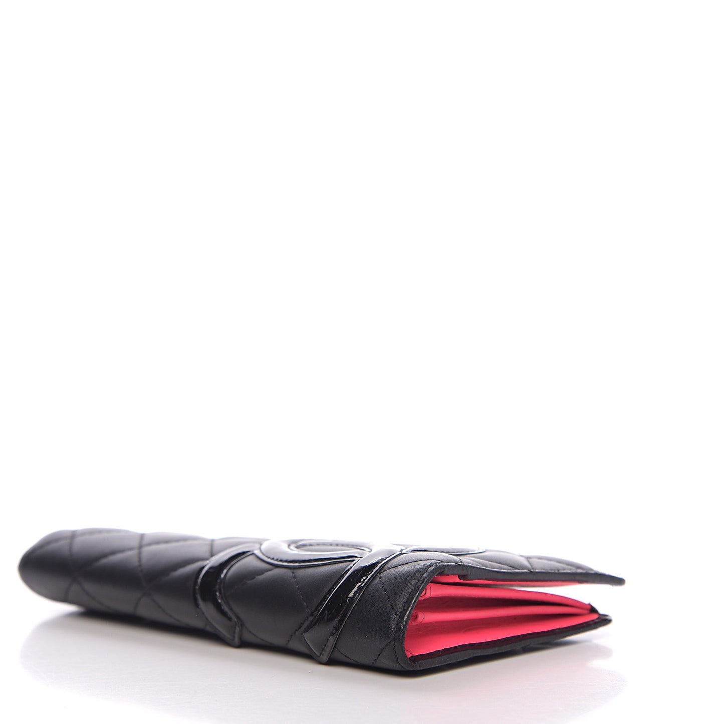 Calfskin Quilted Cambon Yen Wallet Black