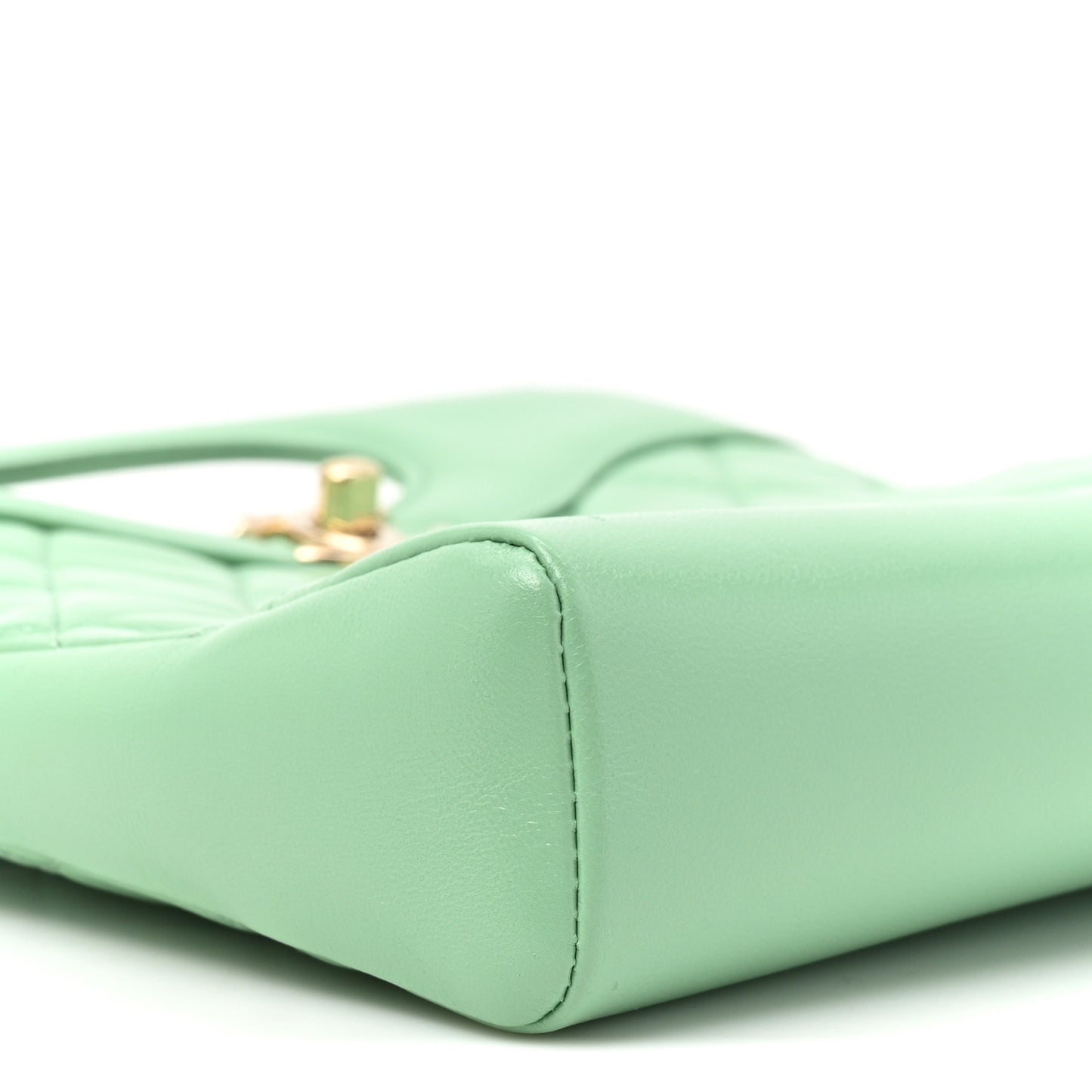 Shiny Lambskin Quilted Mini 31 Shopping Bag Light Green