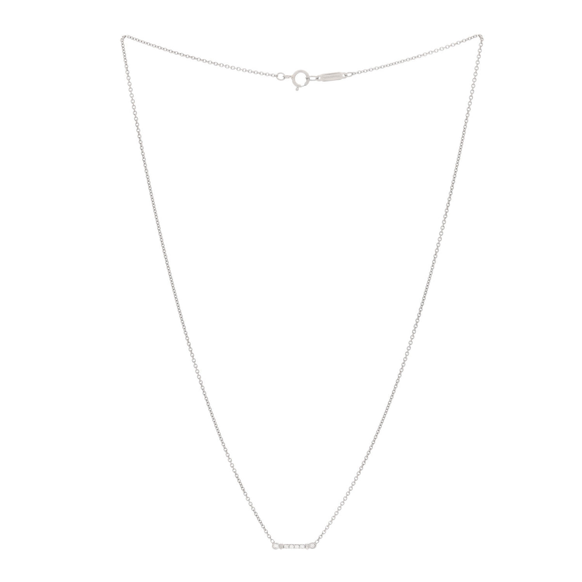 Platinum Diamond Fleur de Lis Key Bar Pendant Necklace