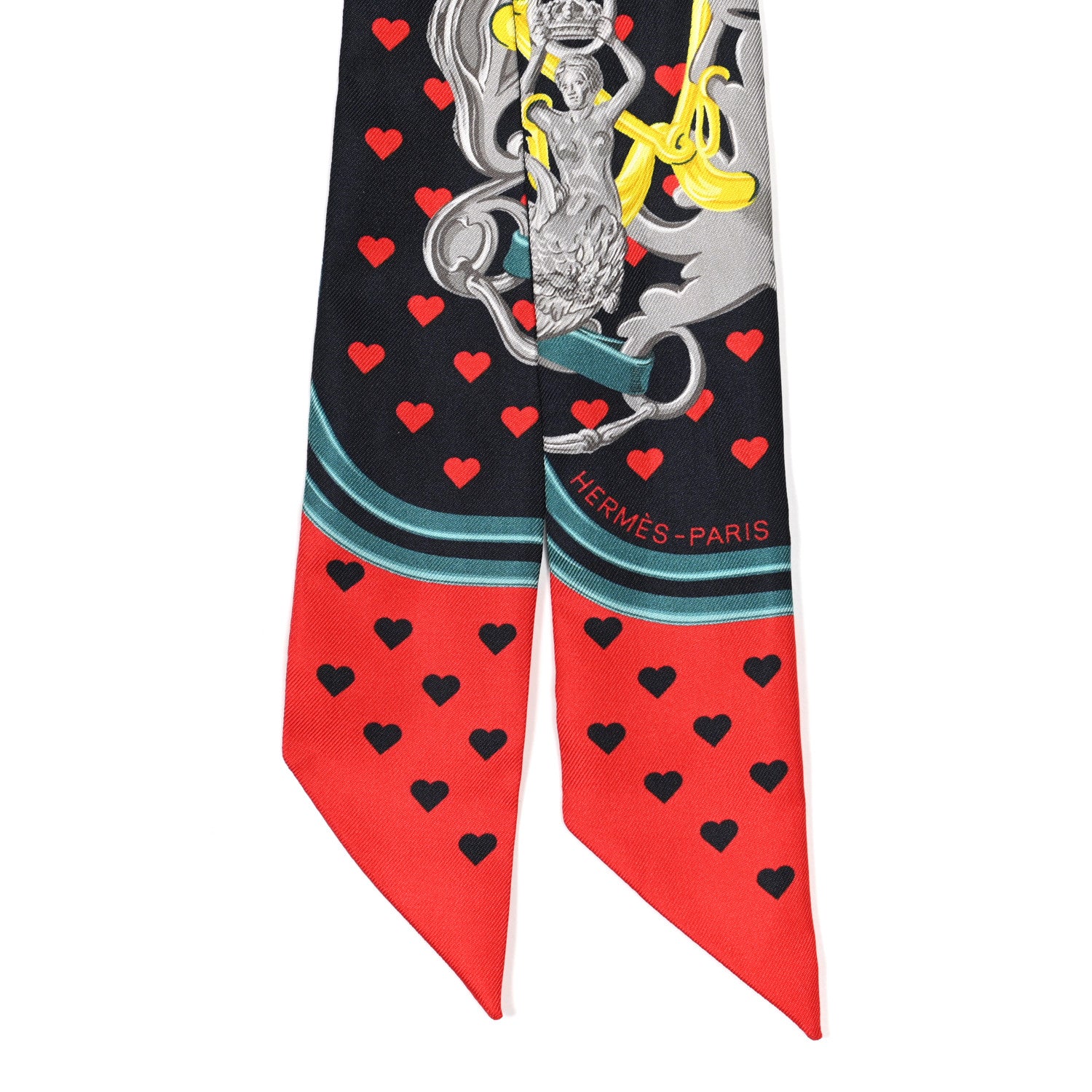 Hermes Silk Brides de Gala Love Twilly Caban Canard Rouge 2 of 4