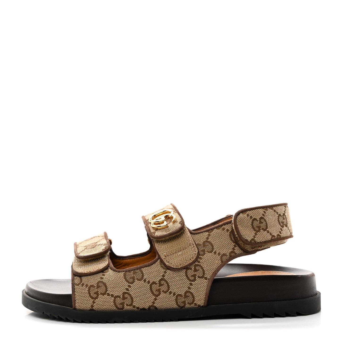 Monogram Kid Scamosciato Double G Womens Dad Sandals 37.5 Beige Ebony New Acero