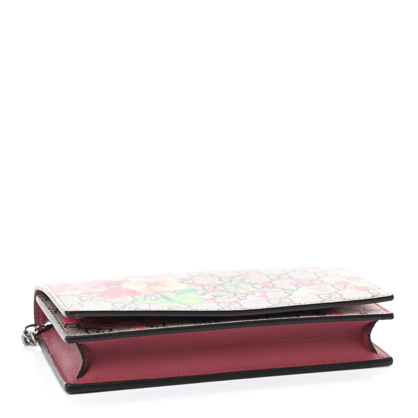 GG Supreme Monogram Blooms Chain Wallet Beige Multicolor Dry Rose