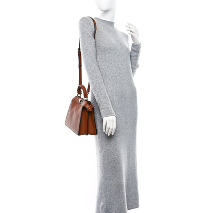 Fendi Cuoio Roma Sellerissima Nappa Sintetica Tape Stitch Small Peekaboo I SEE U Satchel Brandy 2 of 8