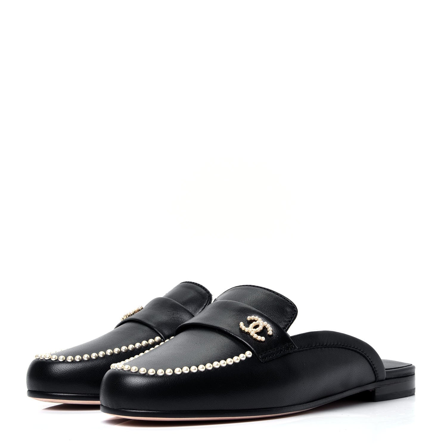 Chanel Lambskin Pearl CC Mules 37 Black 4 of 11