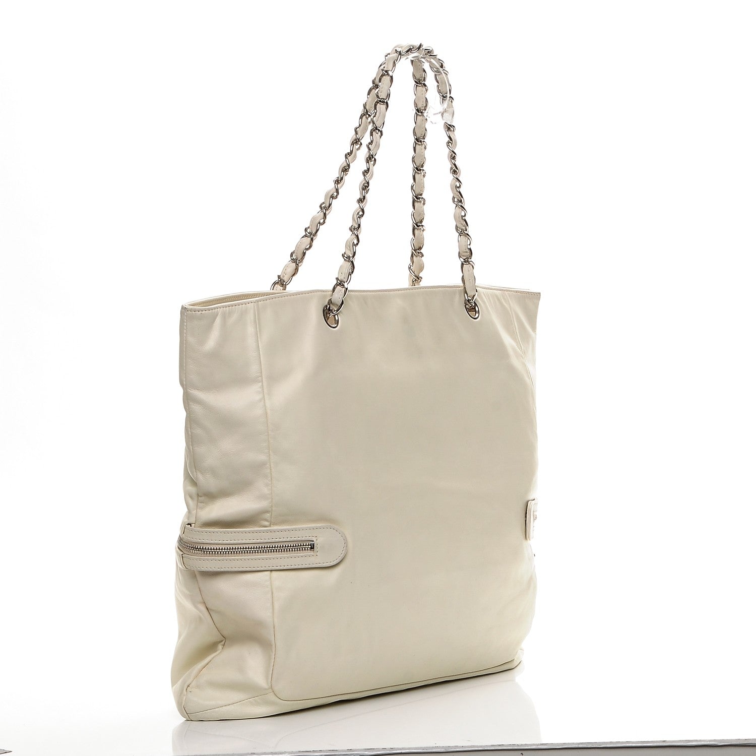 Chanel Calfskin Large Expandable Paris London Tote Bag White 3 of 7