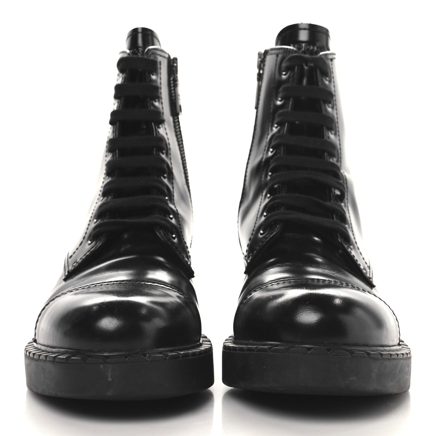 Prada Spazzolato Chocolate 50mm Combat Boots 38 Black 3 of 9
