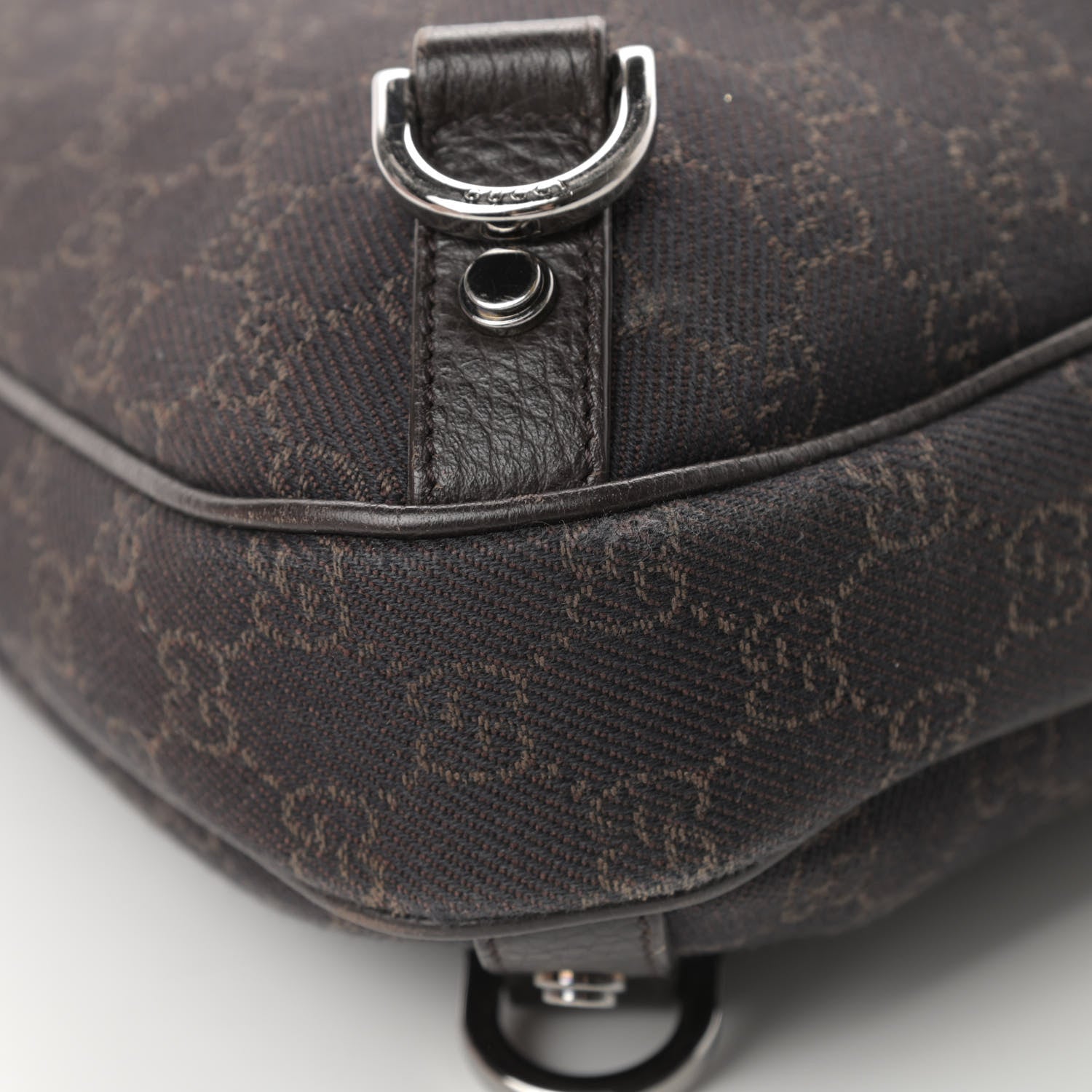 Gucci Denim Monogram Abbey D Ring Hobo Brown 12 of 13