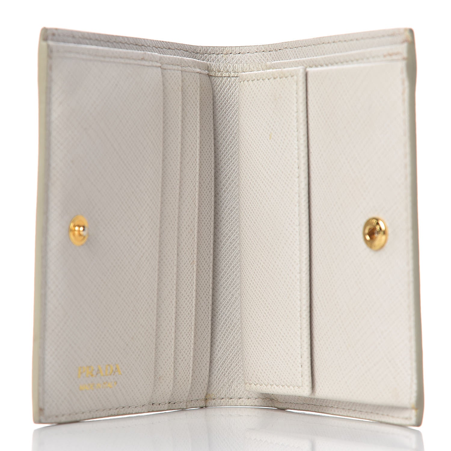 Prada Saffiano Shine Monochrome Bi-Fold Wallet Talco 5 of 12