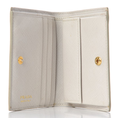 Prada Saffiano Shine Monochrome Bi-Fold Wallet Talco 5 of 12