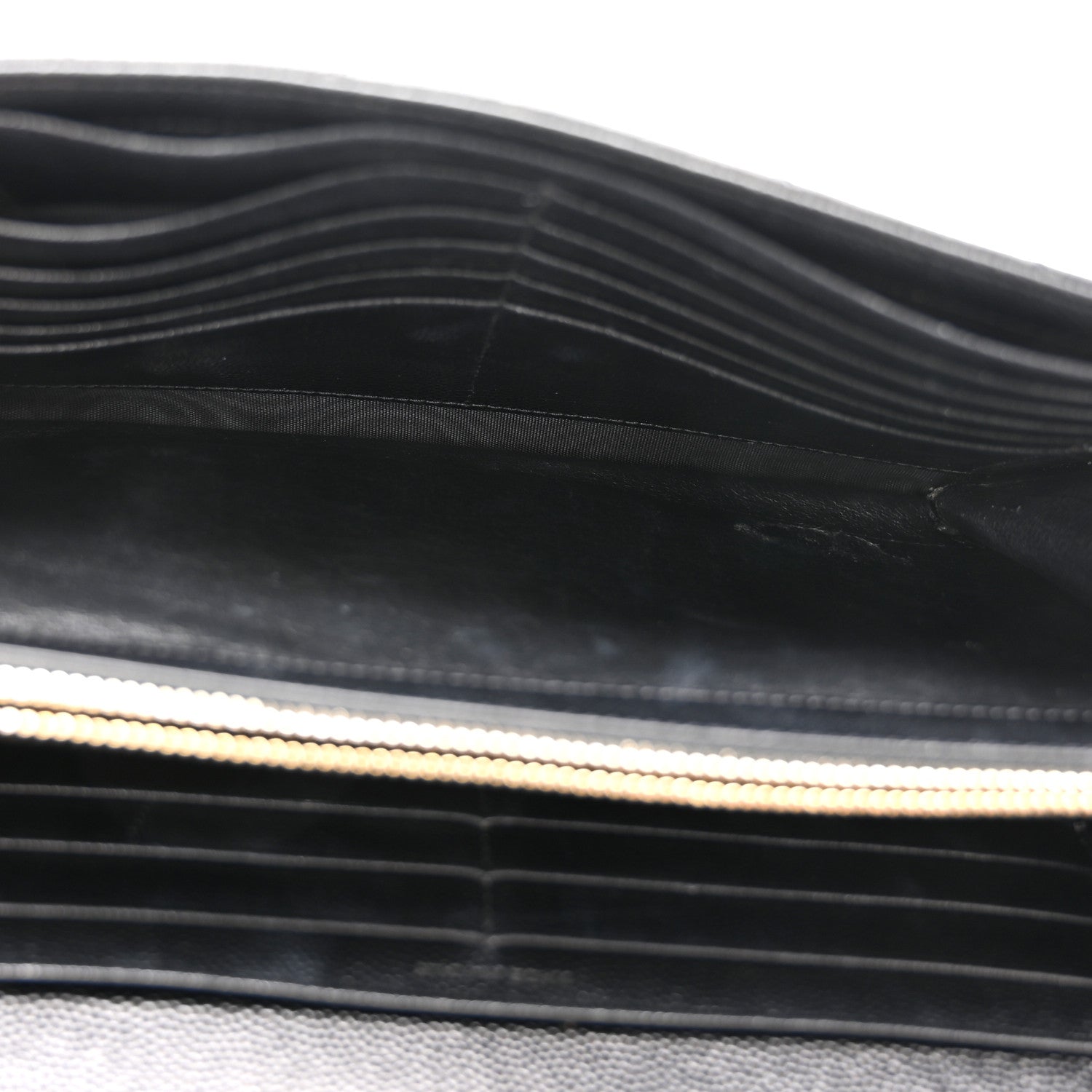 Saint Laurent Grain De Poudre Matelasse Chevron Monogram Chain Wallet Black 5 of 10