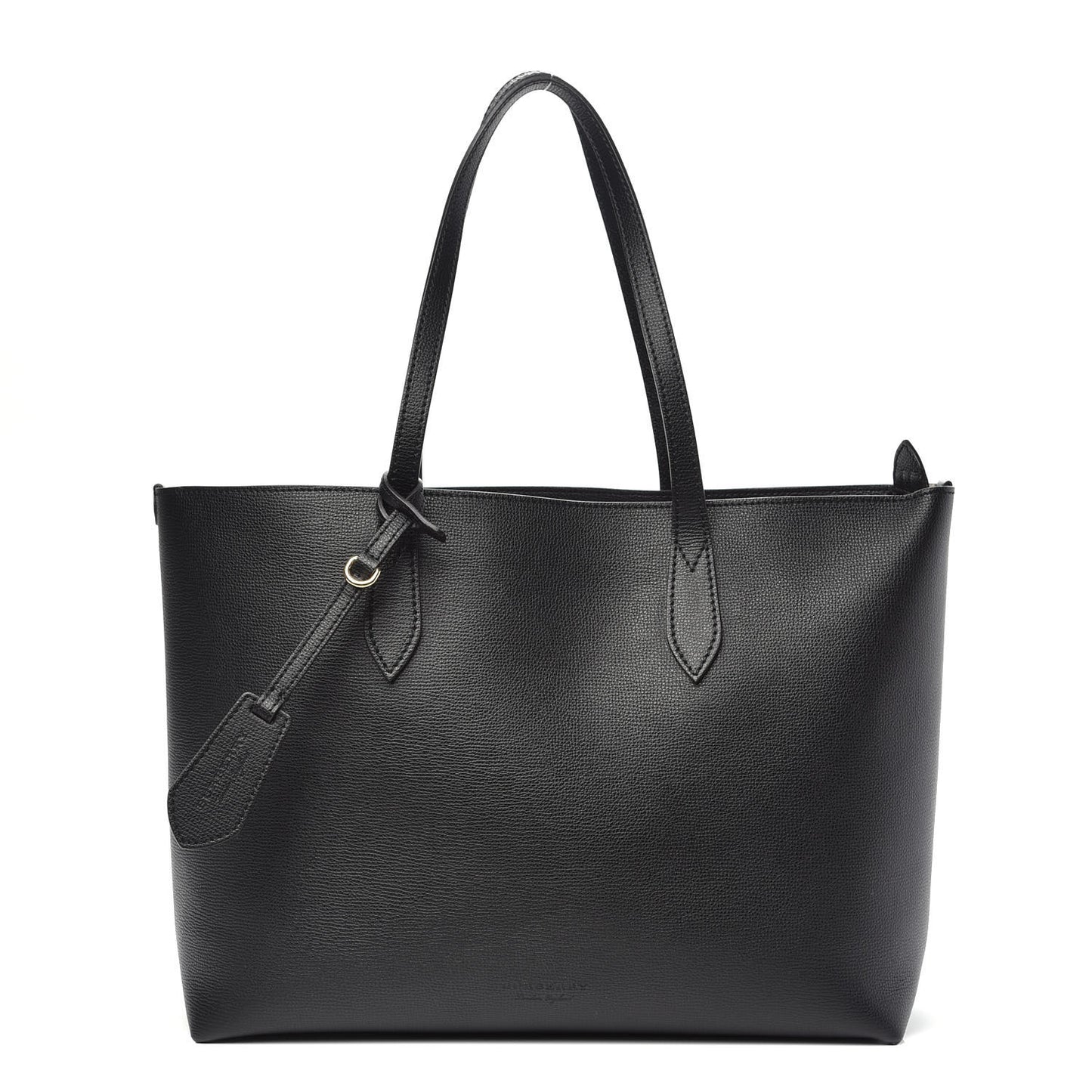 Grainy Calfskin Haymarket Colours Check Medium Zip Tote Black