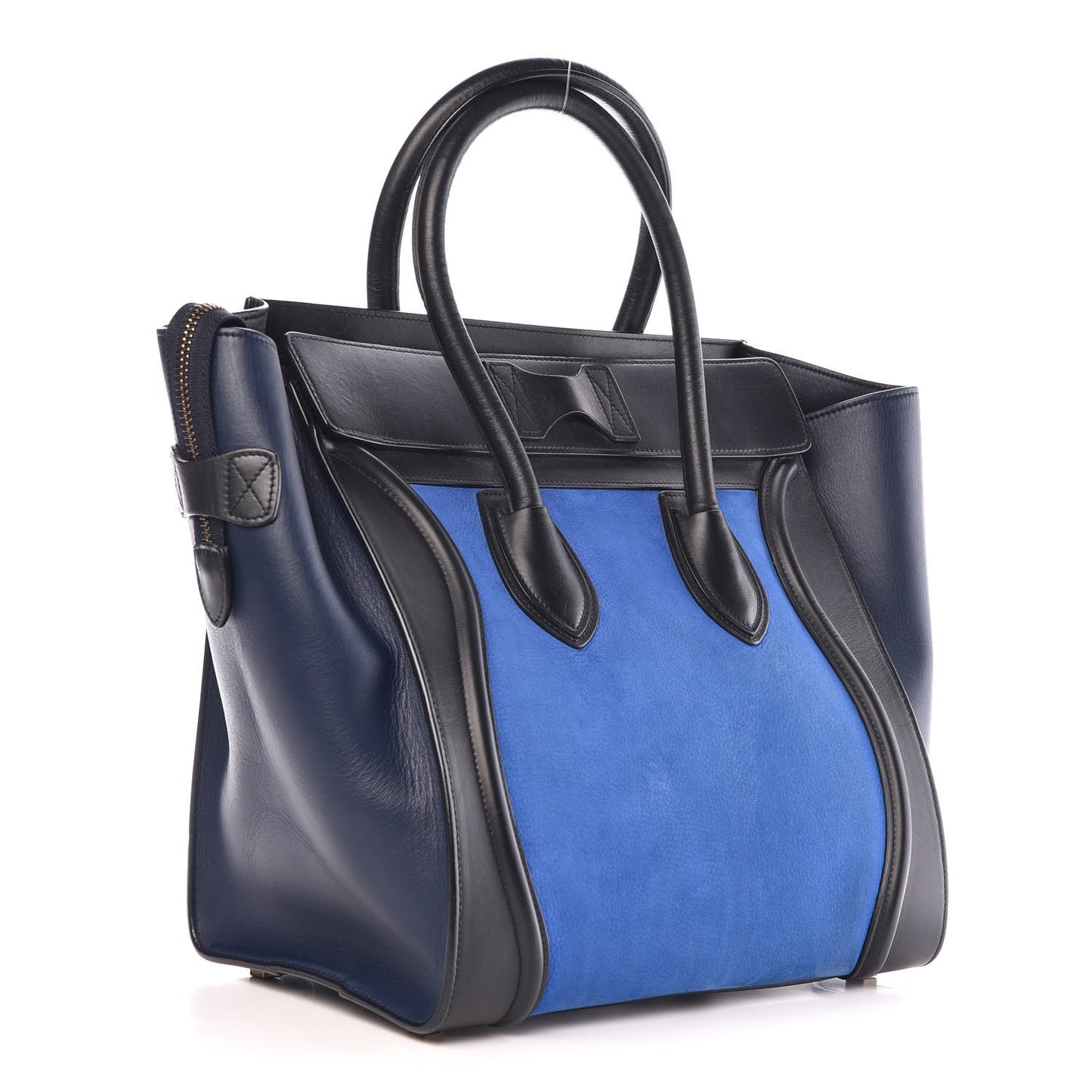 Nubuck Calfskin Suede Mini Tri-Color Luggage Bright Blue
