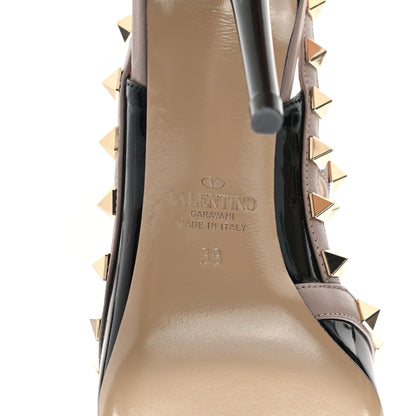 Valentino Garavani Patent Nappa Rockstud Ankle Strap 100mm Pumps 38 Black Poudre 6 of 8
