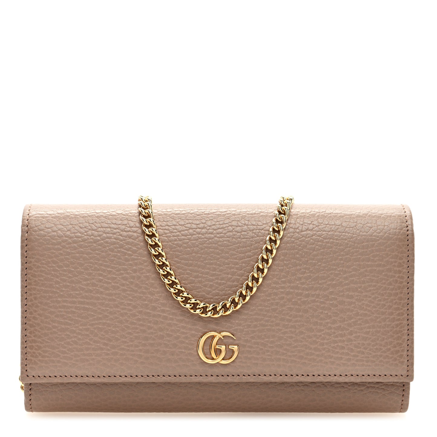 Dollar Calfskin Petite GG Marmont Wallet Chain Bag Porcelain Rose