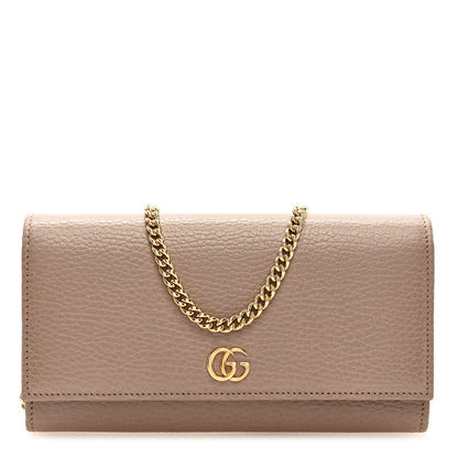 Gucci Dollar Calfskin Petite GG Marmont Wallet Chain Bag Porcelain Rose 1 of 9