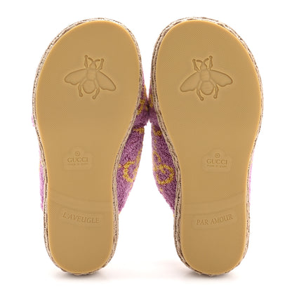 Gucci Terry Cloth Espadrille Platform Sandals 37 Pink Yellow 12 of 16