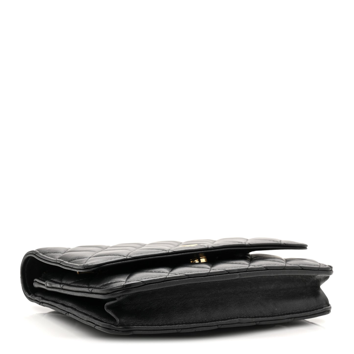 Lambskin Quilted Wallet On Chain WOC Black
