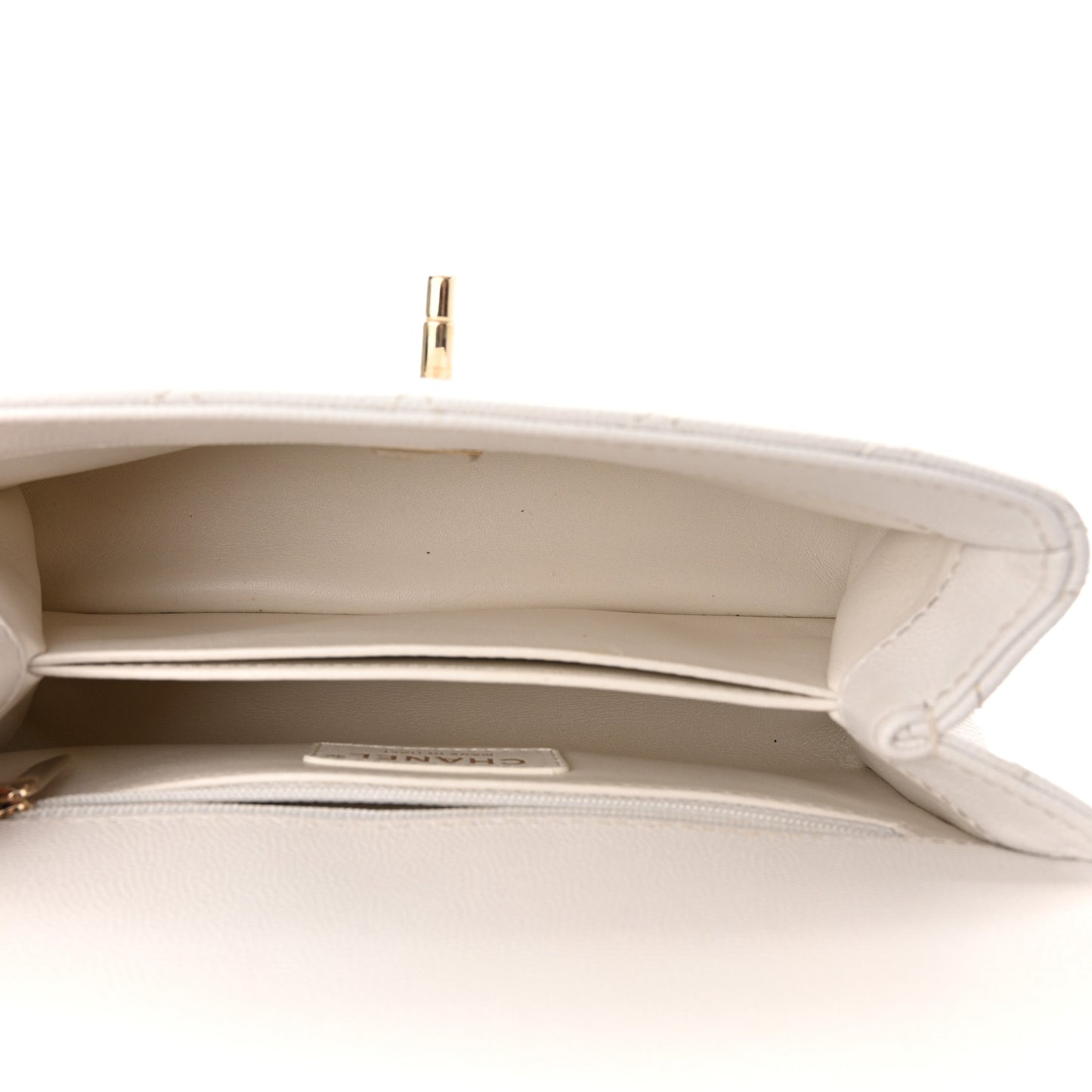 Caviar Quilted Mini Coco Handle Flap White