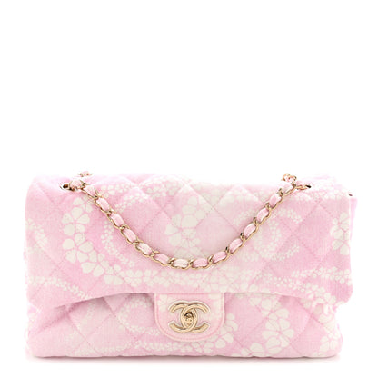 Chanel Printed Denim Quilted Medium Single Flap Bag Pink White 1 of 11