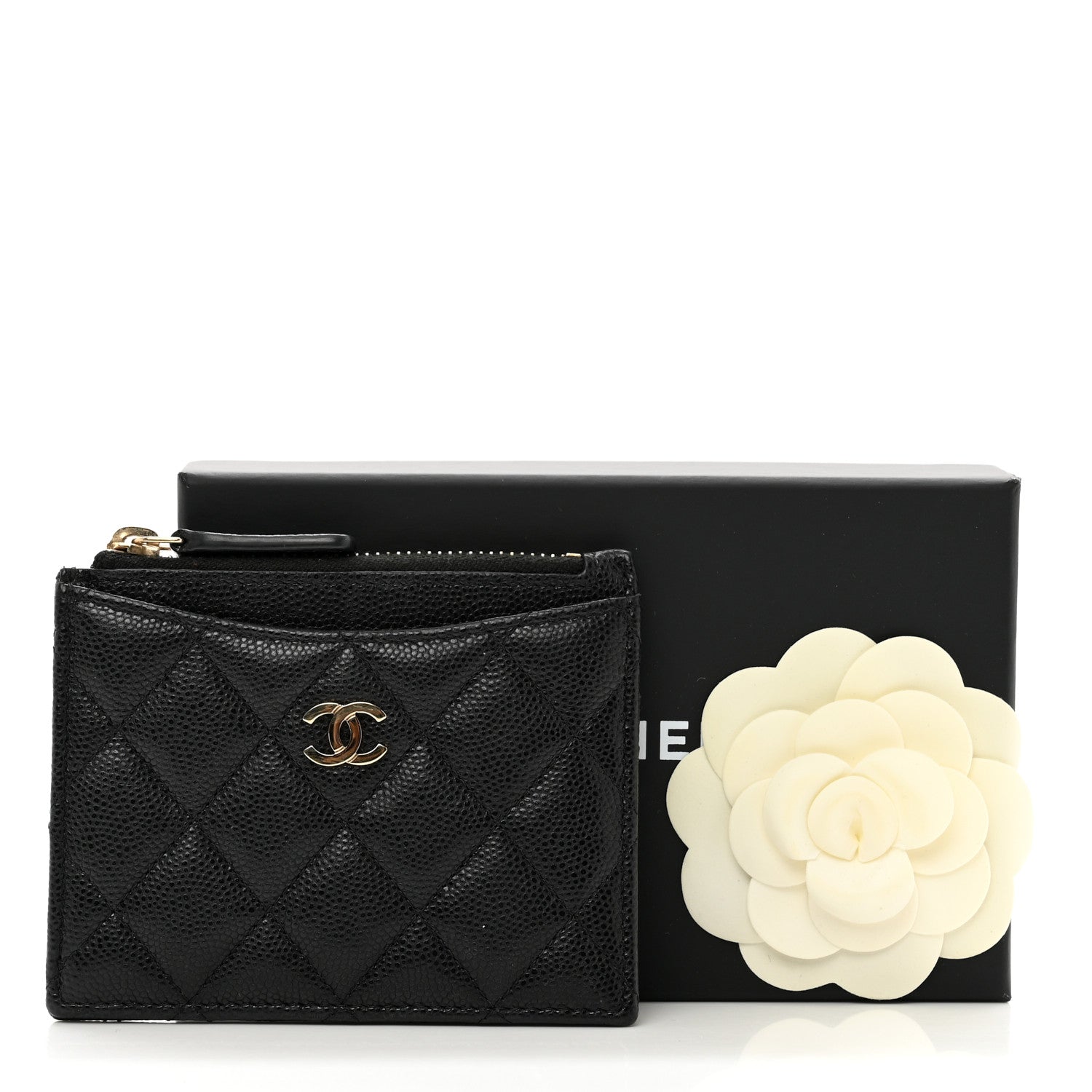 Chanel Caviar Quilted CC Zip Card Holder Black 9 of 9
