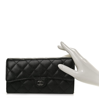 Chanel Caviar Quilted Large Gusset Flap Wallet Black 2 of 12