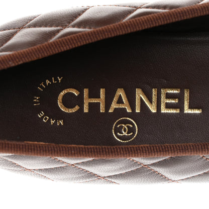 Chanel Lambskin Quilted CC Cap Toe Ballerina Flats 39 Dark Brown 8 of 11