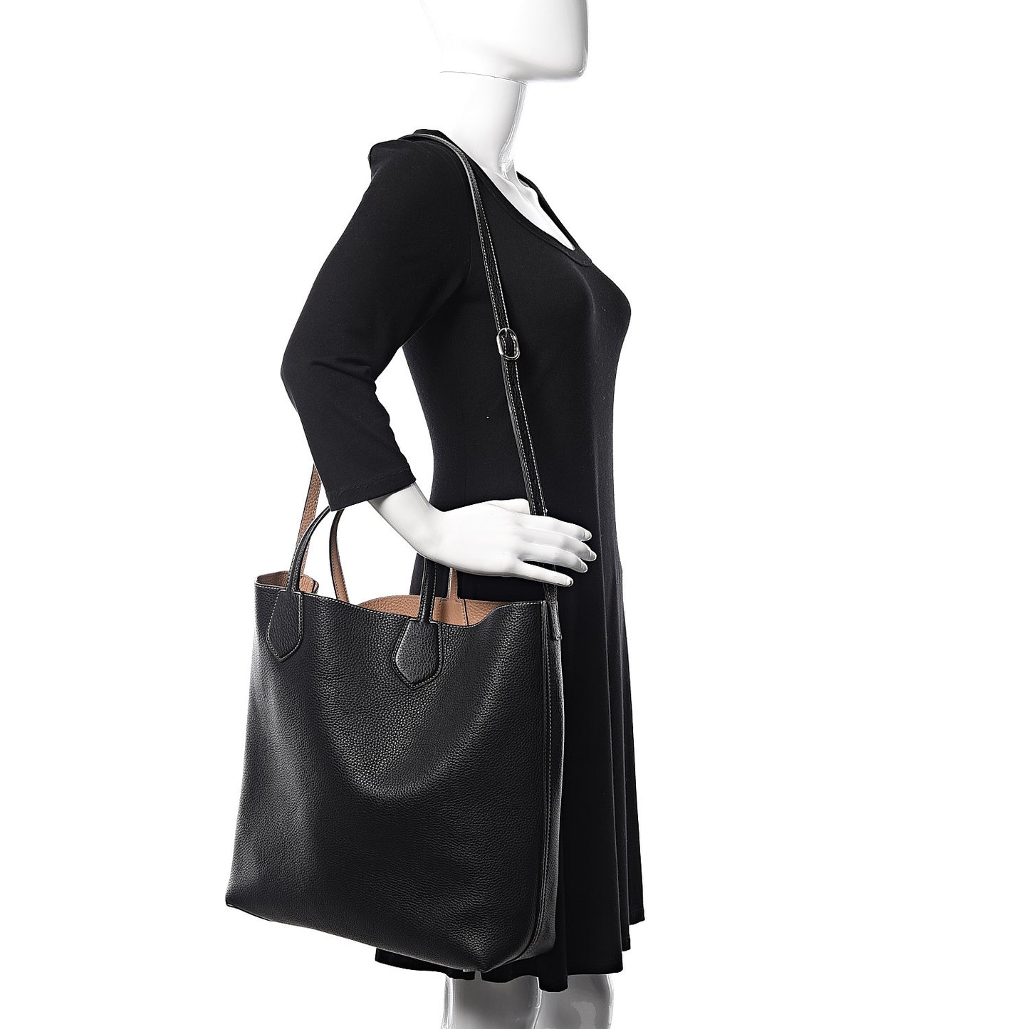 Cellarius Calfskin Bi-Color Medium Ramble Reversible Tote Black Camelia