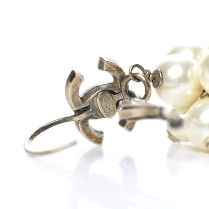 Chanel Pearl Crystal CC Drop Earrings Gold Pearly White 4 of 6