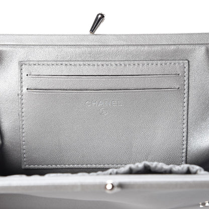 Chanel Lambskin CC Kiss Lock Evening Clutch Grey 6 of 10