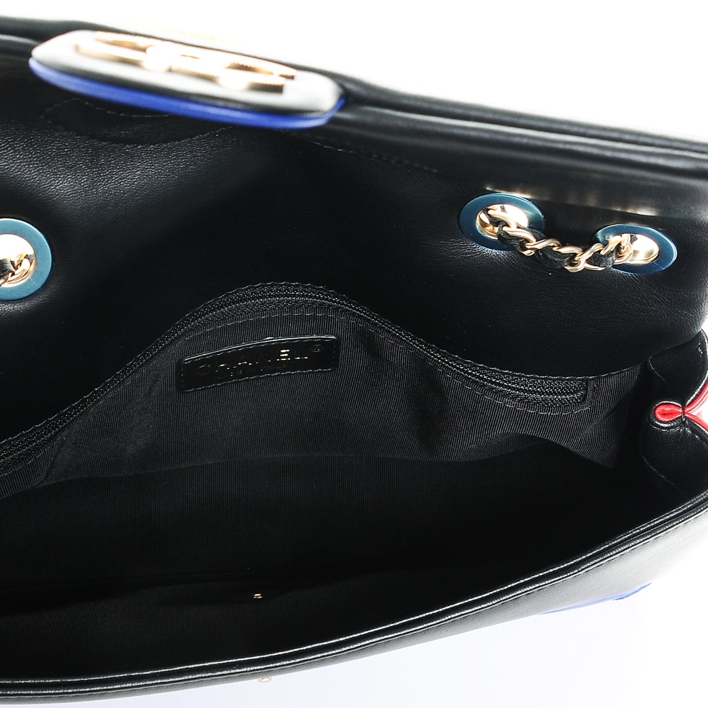 Lambskin Tri-Color Medium Graphic Flap Multicolor