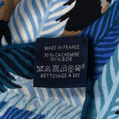 Hermes Cashmere Silk Jaguar Quetzal Shawl 140 Bleu Taupe Gris 3 of 5