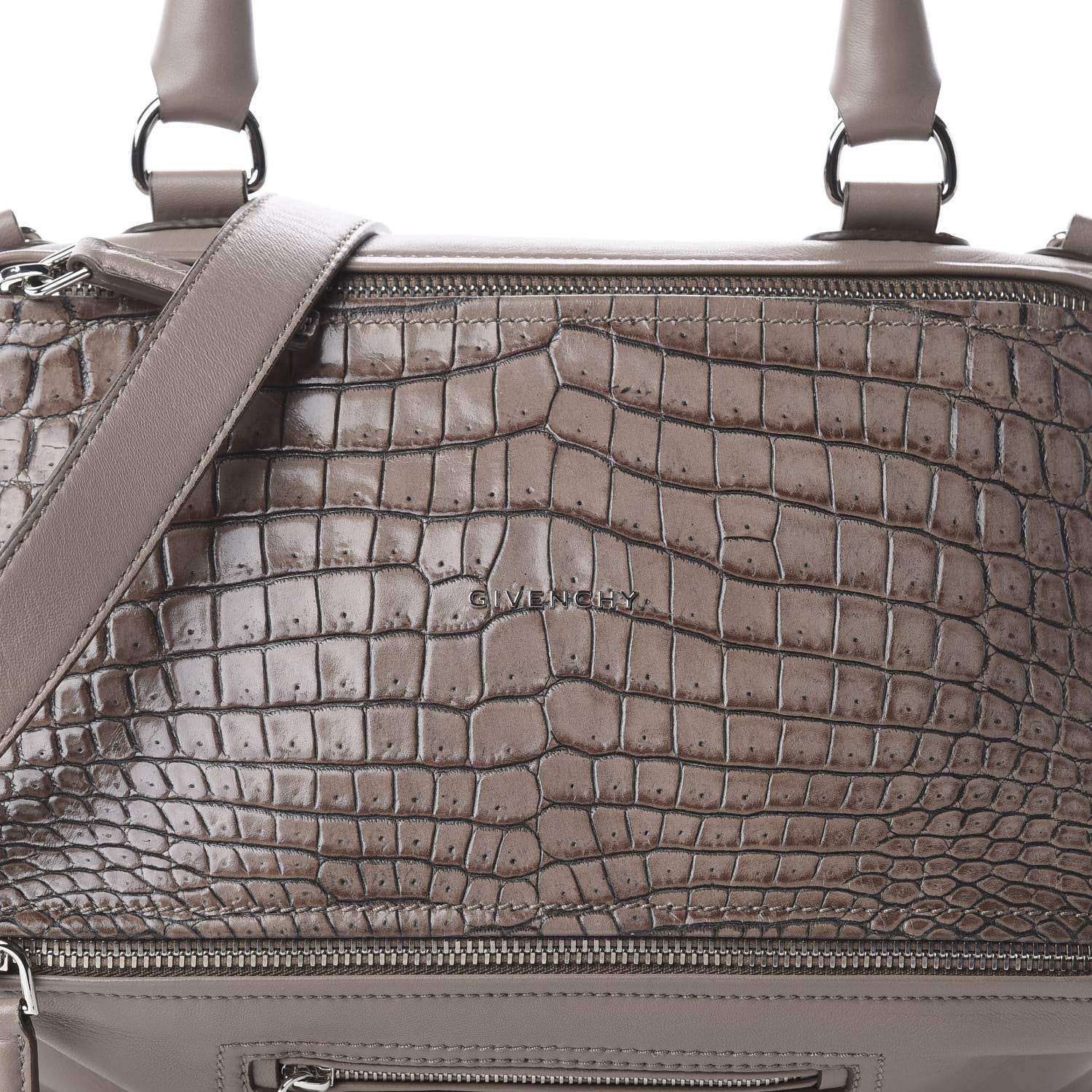 Givenchy Calfskin Crocodile Embossed Medium Pandora Taupe 8 of 8
