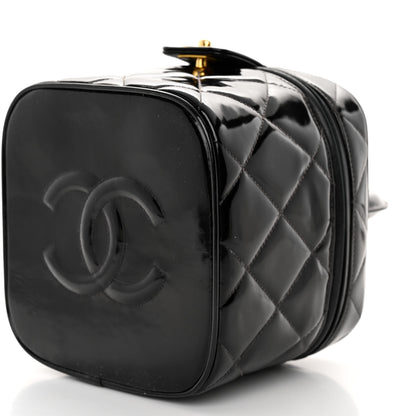 Chanel Patent Quilted Top Handle Vanity Case Black 11 of 11