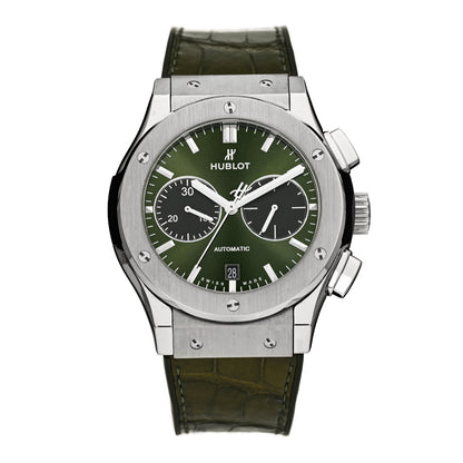 Hublot Titanium Alligator 45mm Classic Fusion Chronograph Automatic Watch Green 521.NX.8970.LR 1 of 5