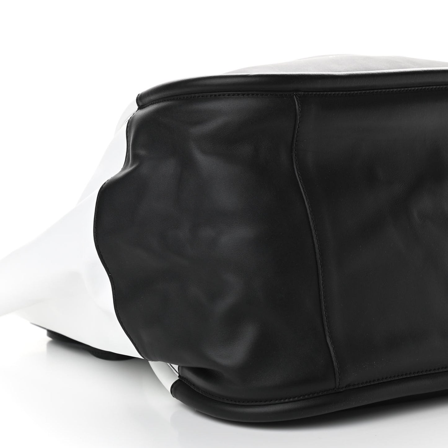 Calfskin Two Tone Ruched Tote White Black