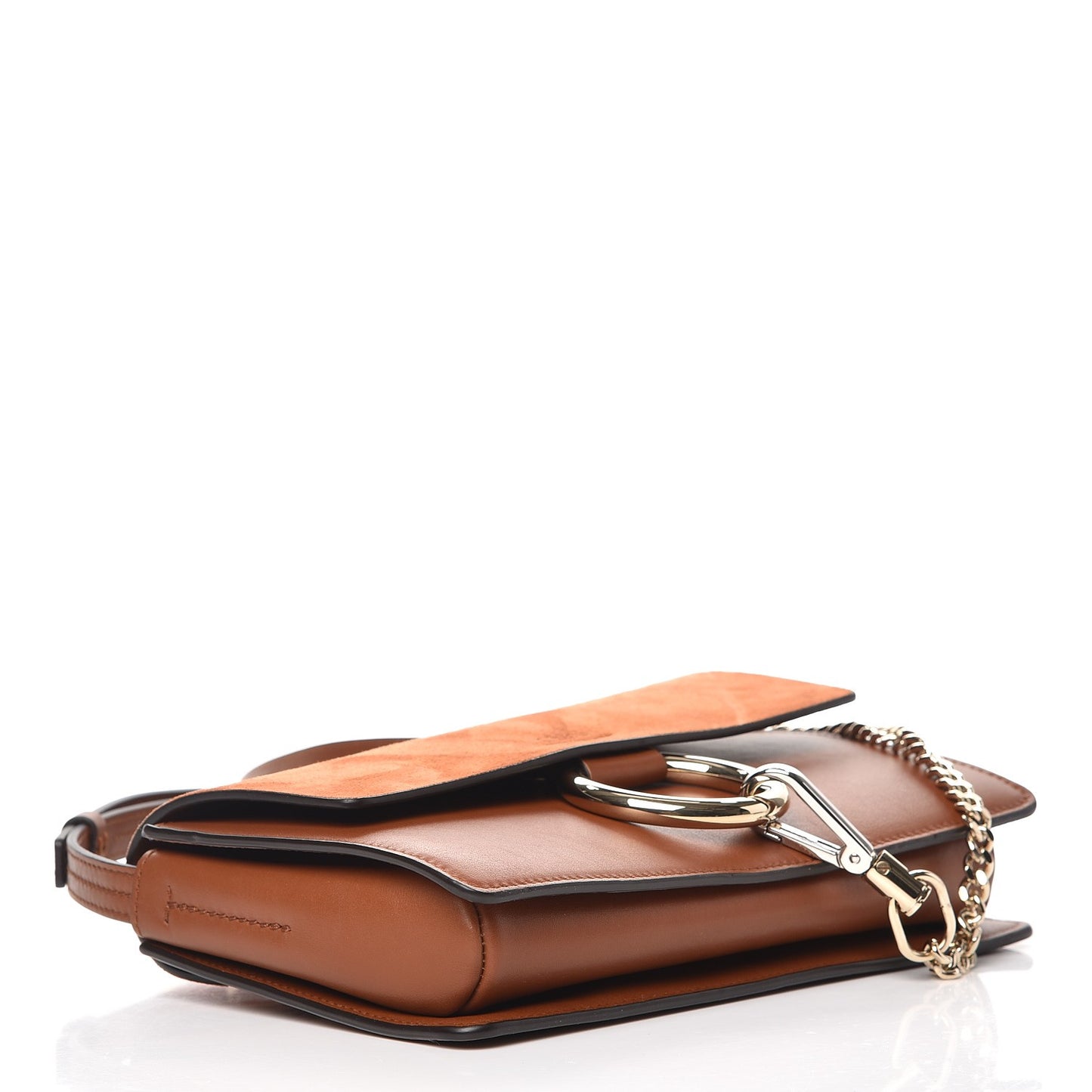 Suede Calfskin Small Faye Shoulder Bag Tobacco