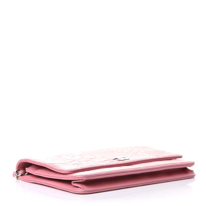 Chanel Lambskin Camellia Embossed Wallet On Chain WOC Pink 4 of 11