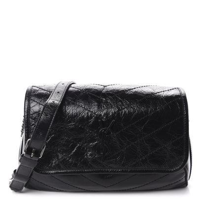 Saint Laurent Crinkled Calfskin Matelasse Monogram Niki Body Bag Black 1 of 12