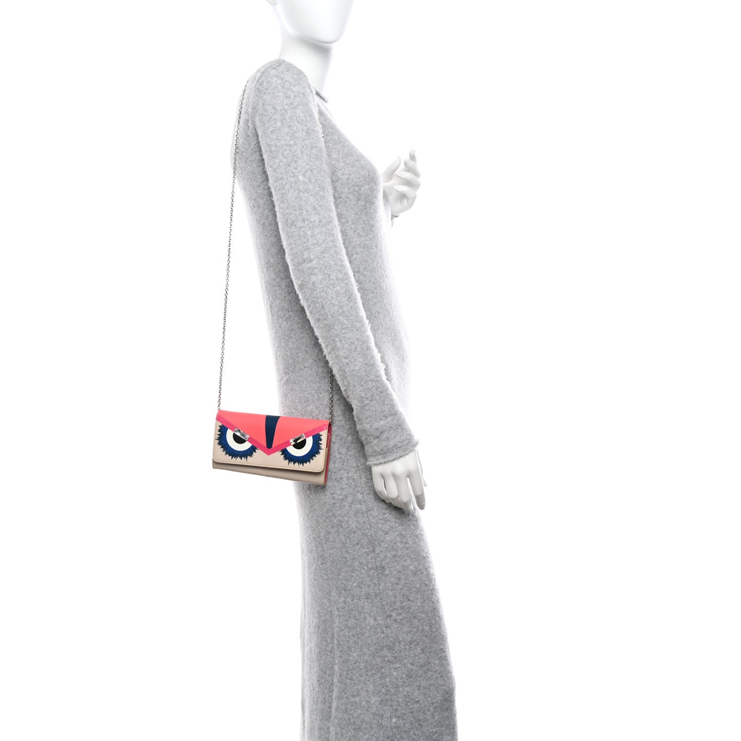 Vitello Elite Crystal Eye Monster Continental Wallet on Chain Bellini Multicolor