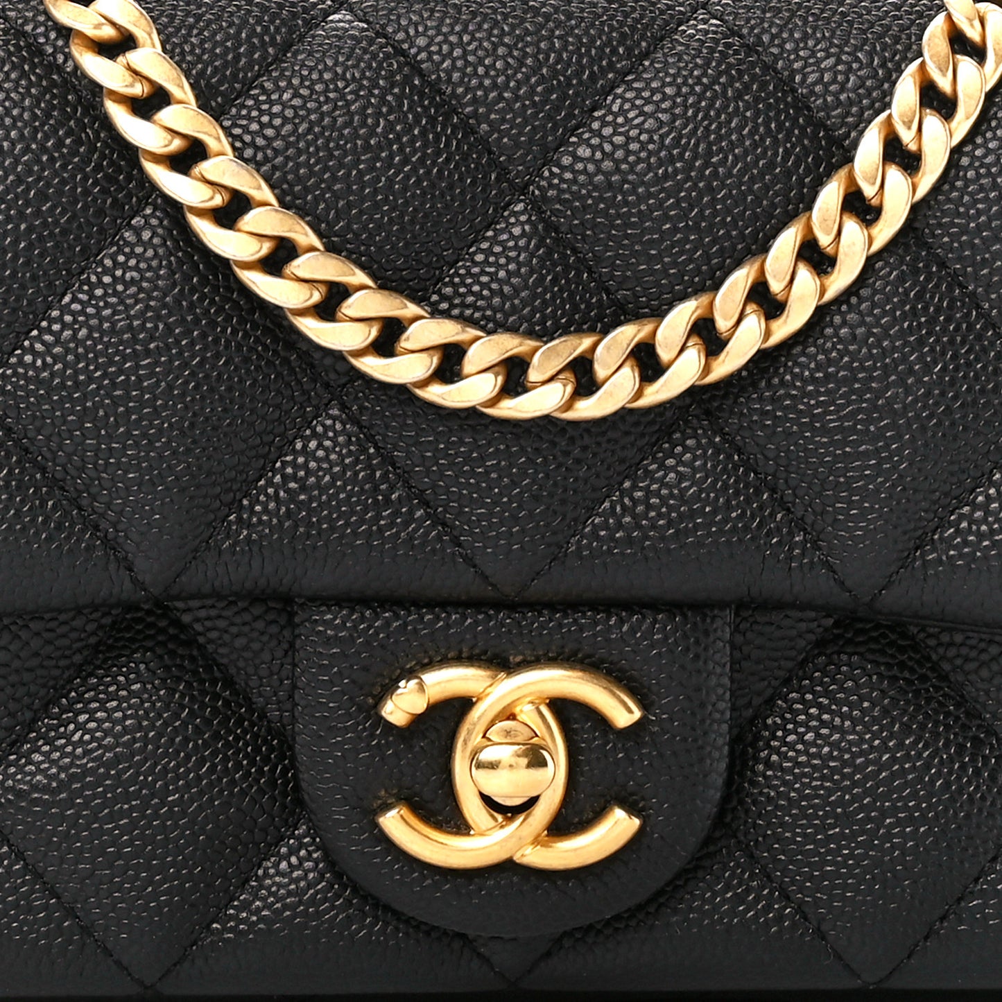 Caviar Quilted Mini Sweetheart Rectangular Flap Black