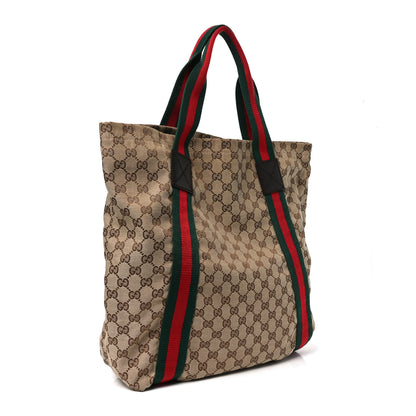 Gucci GG Monogram Medium Web Handle Vertical Tote Dark Brown 3 of 10