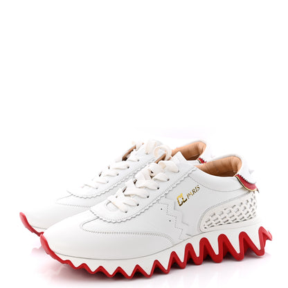 Christian Louboutin Calfskin Rubber Neoprene Nappa Mens Loubishark Sneakers 39 White 3 of 9