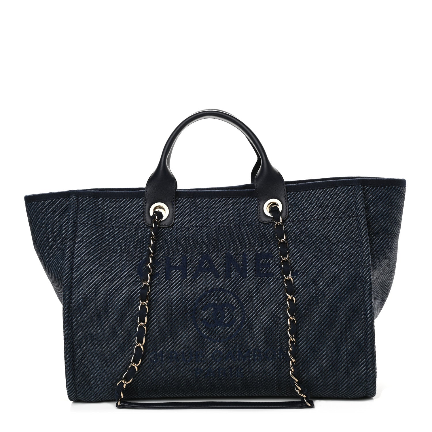 Chanel Denim Medium Deauville Tote Dark Blue 1 of 9