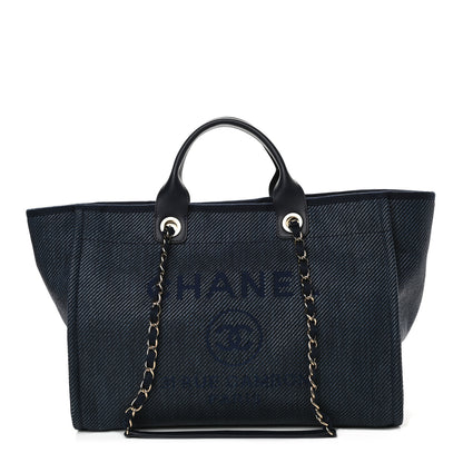 Chanel Denim Medium Deauville Tote Dark Blue 1 of 9