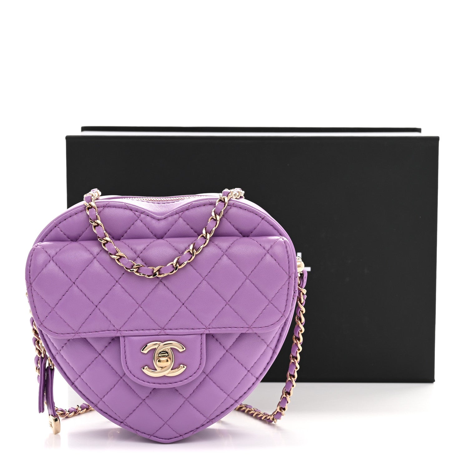 Chanel Lambskin Quilted CC In Love Heart Bag Purple 11 of 11