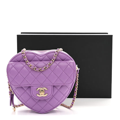 Chanel Lambskin Quilted CC In Love Heart Bag Purple 11 of 11