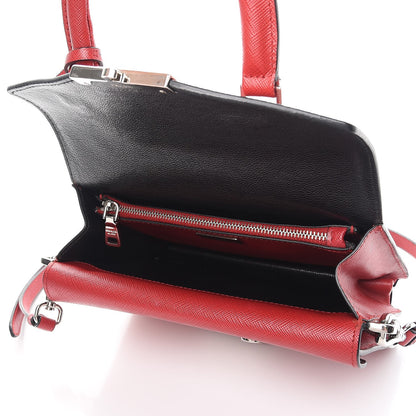 Prada Saffiano Lux Mini Sound Top Handle Crossbody Bag Fuoco 5 of 8