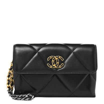 Chanel Lambskin Quilted Chanel 19 Flap Clutch Black 1 of 11