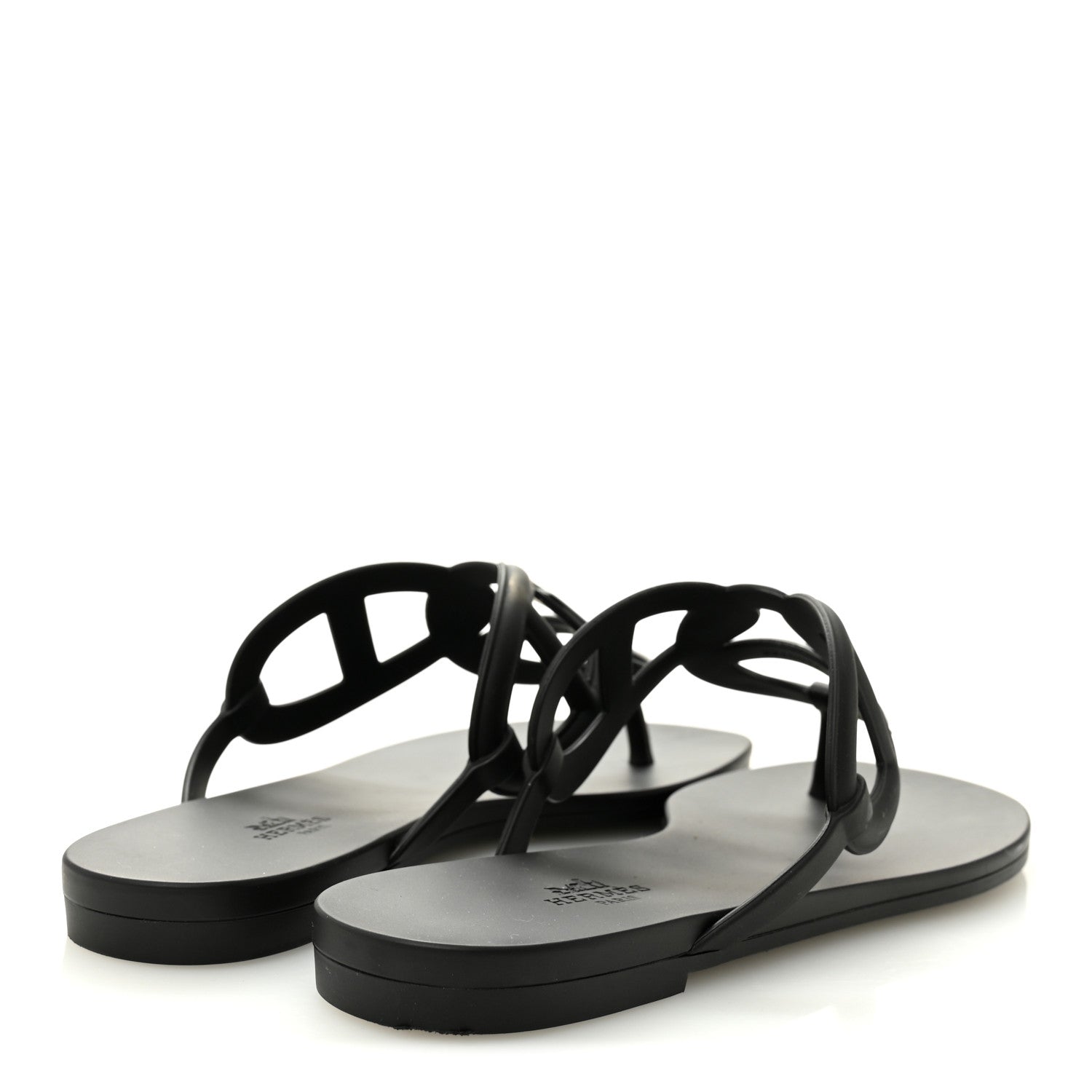 Hermes Rubber Womens Egerie Sandals 40 Black 4 of 10
