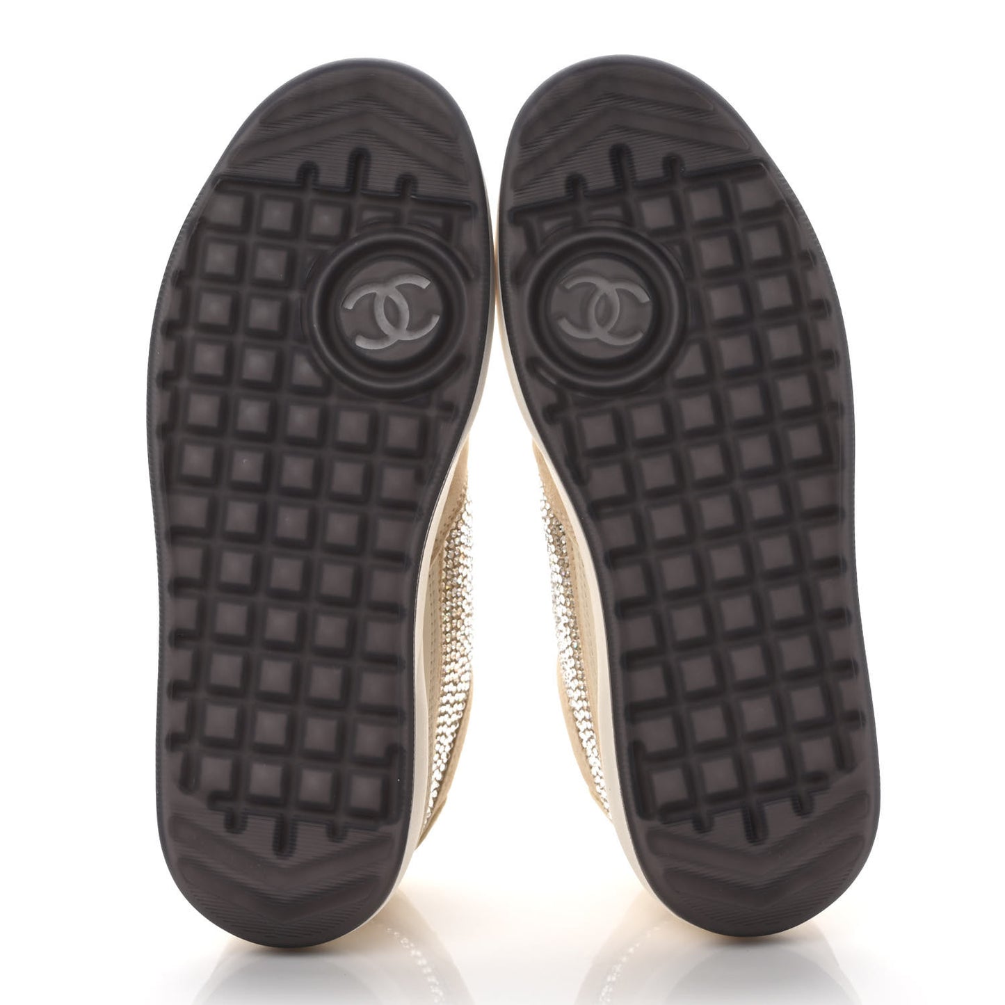 Calfskin Suede Crystal Womens CC Sneakers 38.5 White